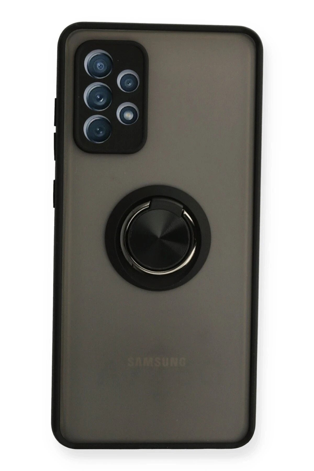 Mey İthalat® Samsung Galaxy A72 Kılıf Montreal Yüzüklü Silikon Kapak - Siyah