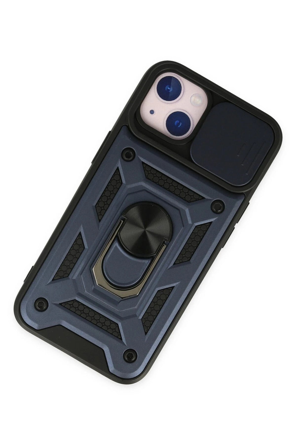 Mey İthalat® iPhone 14 Kılıf Pars Lens Yüzüklü Silikon - Lacivert