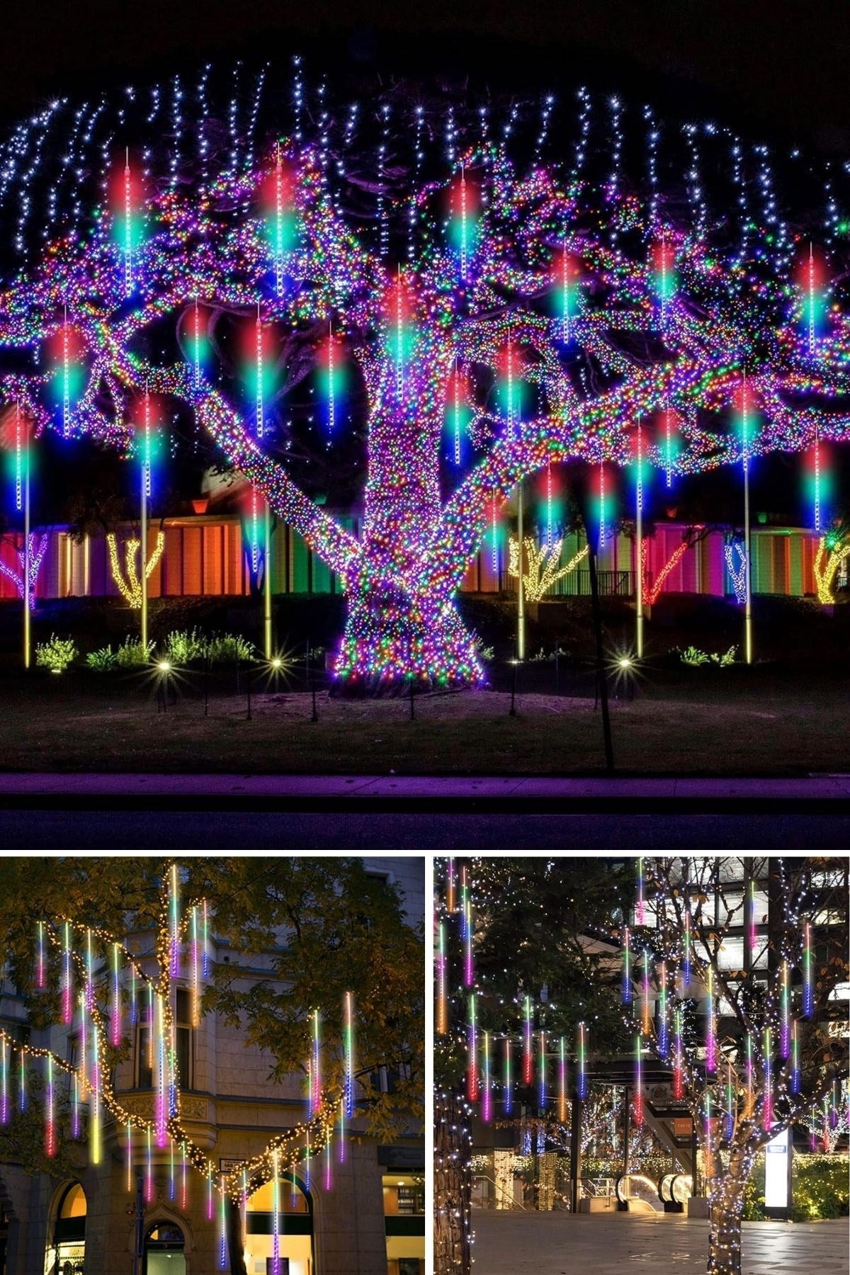 10'lu 45 CM Uzunluğunda Plastik Meteor 2m Kablo LED USB RGB Ağaç Işığı – Renk Değiştiren Asmalı Dekoratif Bahçe ve Dış Mekan Aydınlatması