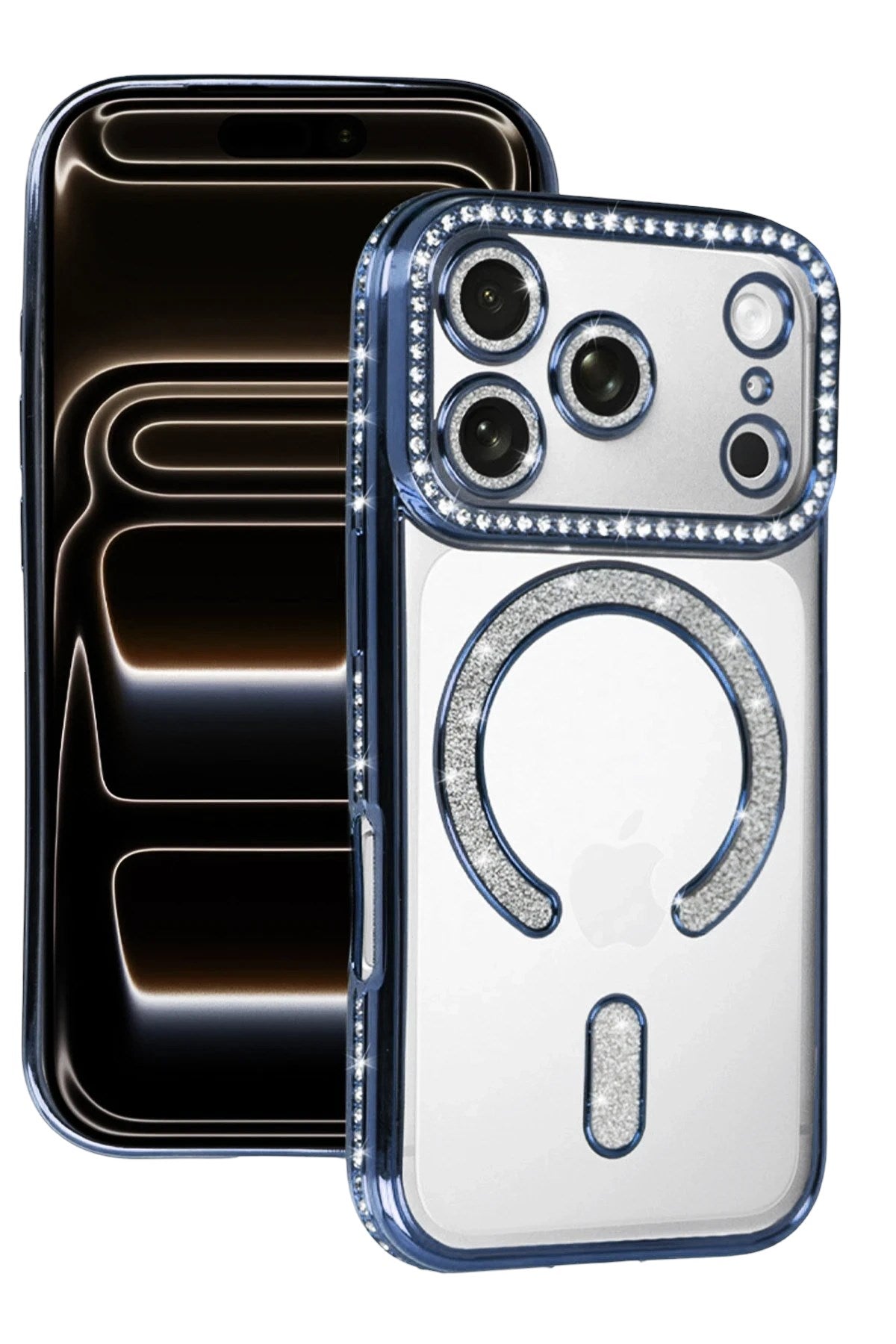 Mey İthalat® iPhone 17 Pro Joke Simli Magneticsafe Kılıf - Mavi