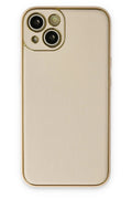 Mey İthalat® iPhone 14 Plus Kılıf Coco Deri Silikon Kapak - Gold