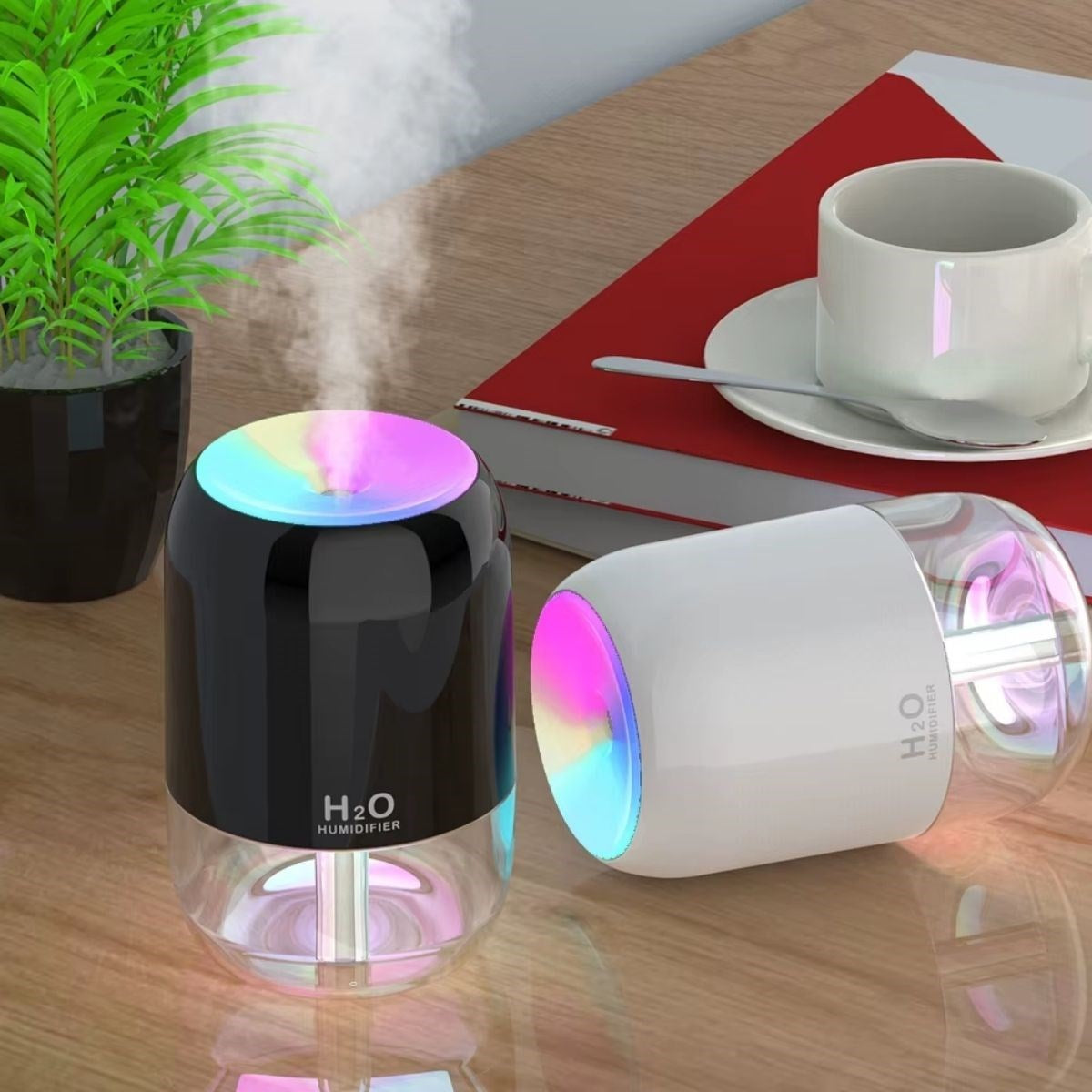 H2O Model Şeffaf Hazneli Hava Nemlendirici-Ultrasonik Soğuk Buhar Makinesi, LED Işıklı Masaüstü Oda Nemlendirici []