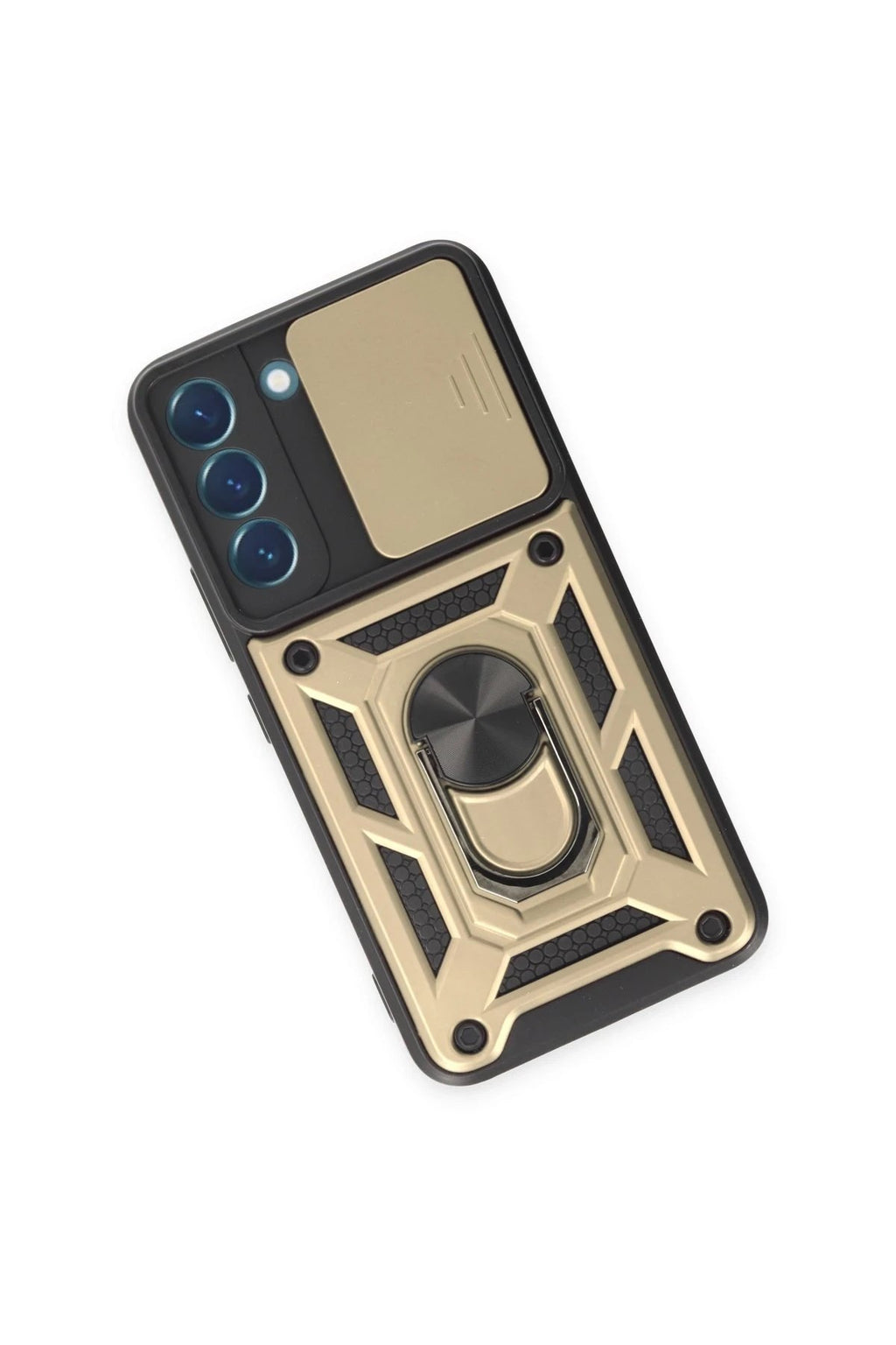Mey İthalat® Samsung Galaxy S24 Kılıf Pars Lens Yüzüklü Silikon - Gold