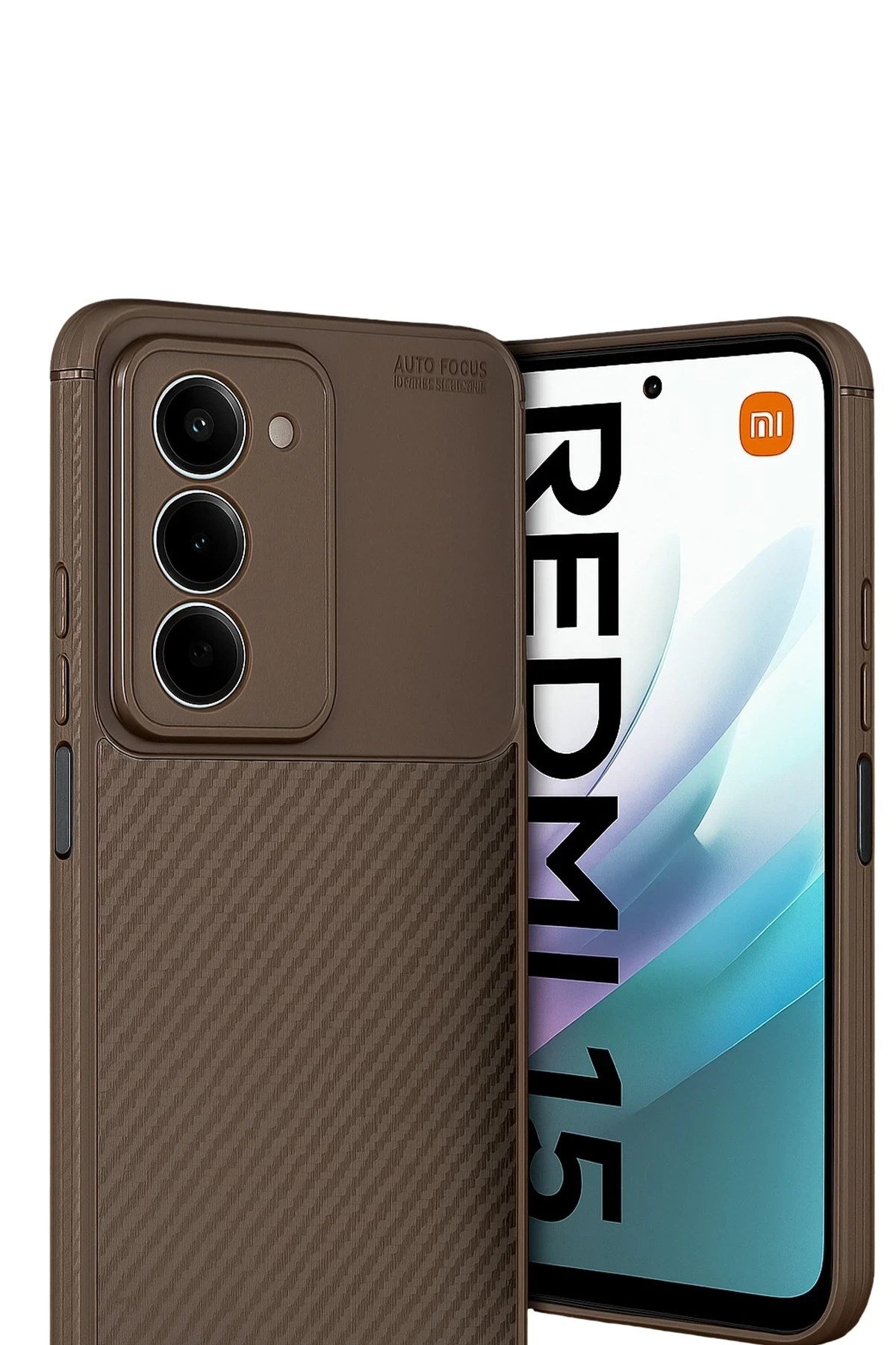 Mey İthalat® Redmi 15 4G Auto Focus Karbon Kapak - Kahverengi