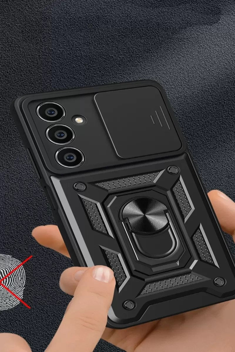 Mey İthalat® Samsung Galaxy A35 5G Kılıf Pars Lens Yüzüklü Silikon - Lacivert