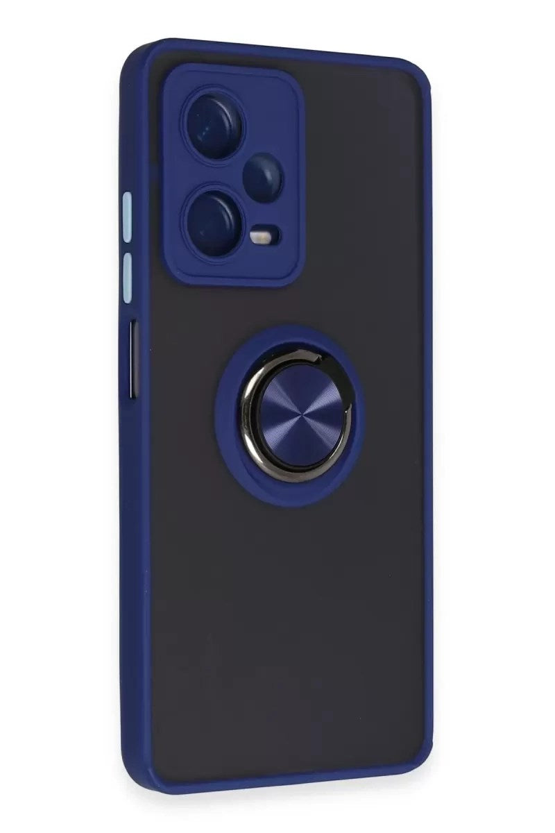 Mey İthalat® Redmi Note 12 Pro 5G Kılıf Montreal Yüzüklü Silikon Kapak - Lacivert