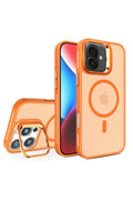 Mey İthalat® iPhone 16 Plus Flet Lens Magsafe Kapak - Turuncu