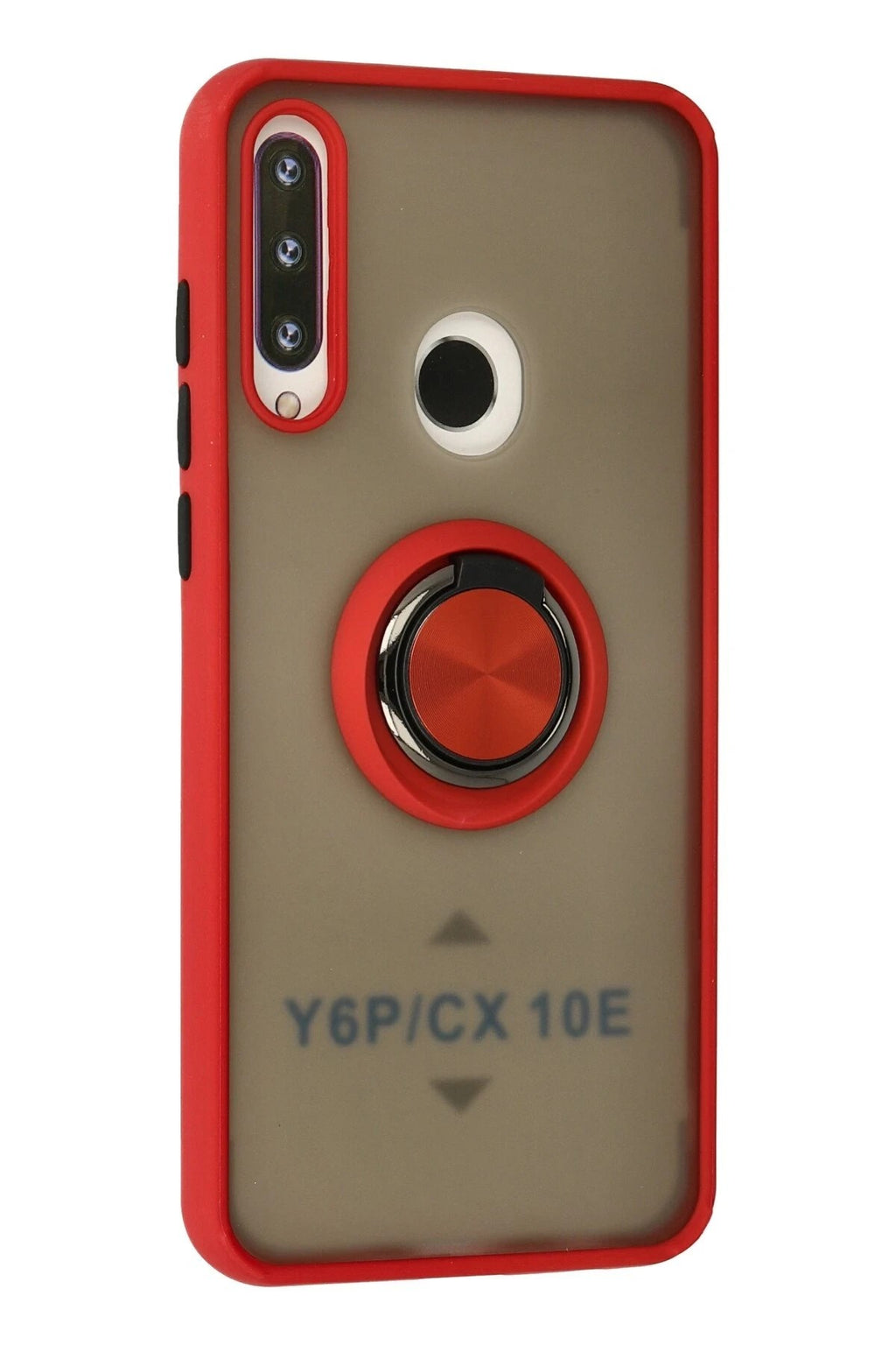 Mey İthalat® Huawei Y6P Kılıf Montreal Yüzüklü Silikon Kapak - Kırmızı