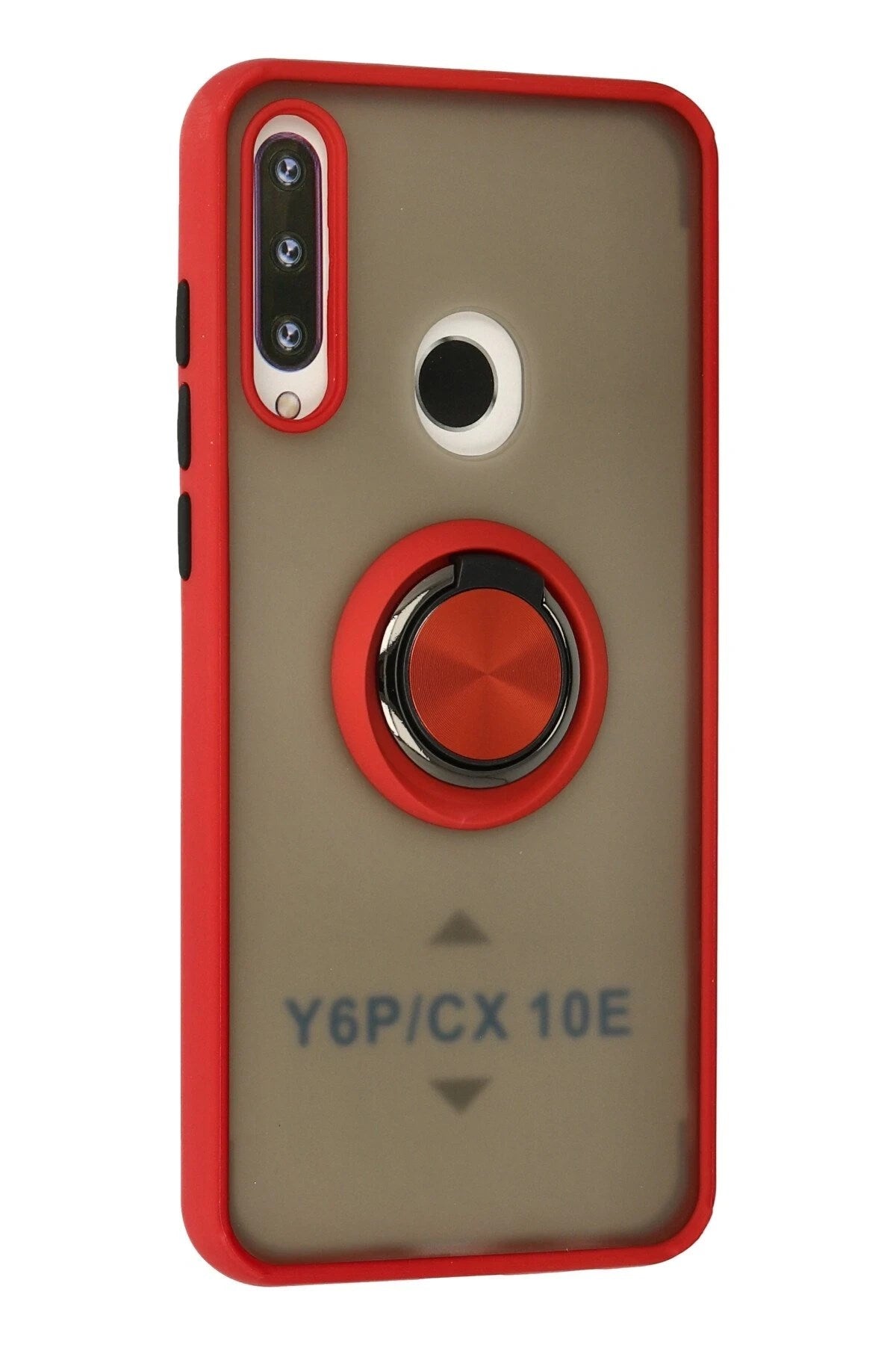 Mey İthalat® Huawei Y6P Kılıf Montreal Yüzüklü Silikon Kapak - Kırmızı