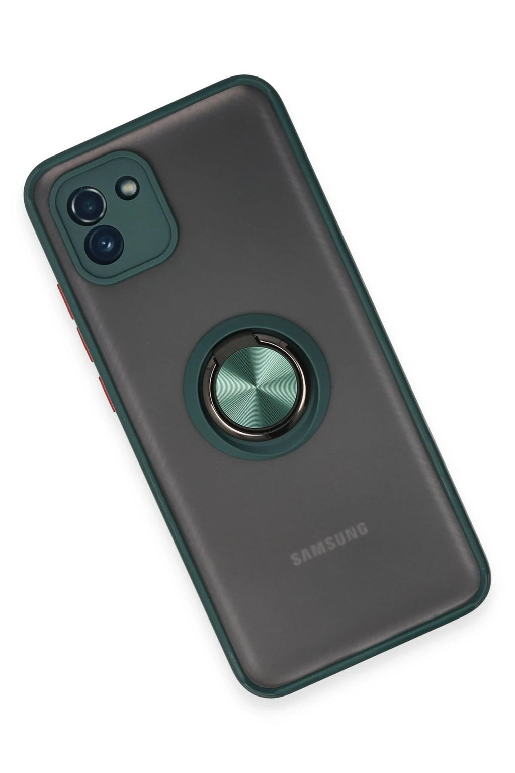 Mey İthalat® Samsung Galaxy A03 Kılıf Montreal Yüzüklü Silikon Kapak - Yeşil