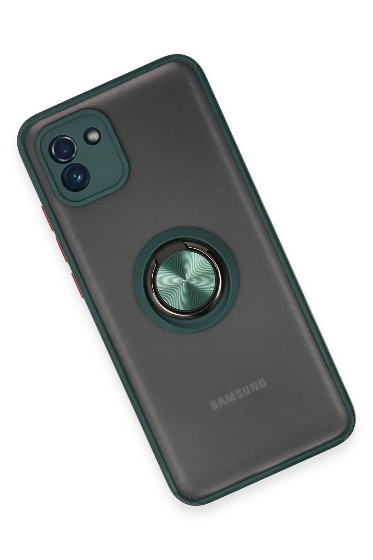 Mey İthalat® Samsung Galaxy A03 Kılıf Montreal Yüzüklü Silikon Kapak - Yeşil