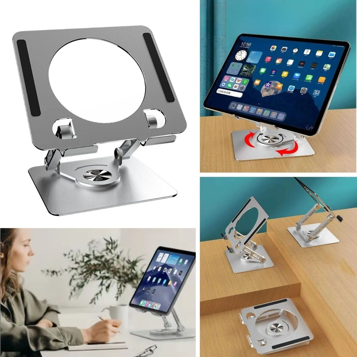 360 Derece Dönebilen Yükseltilmiş Masaüstü Ayarlanabilir Metal Tablet Standı