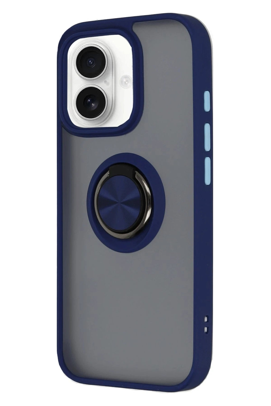 Mey İthalat® iPhone 16 Kılıf Montreal Yüzüklü Silikon Kapak - Lacivert