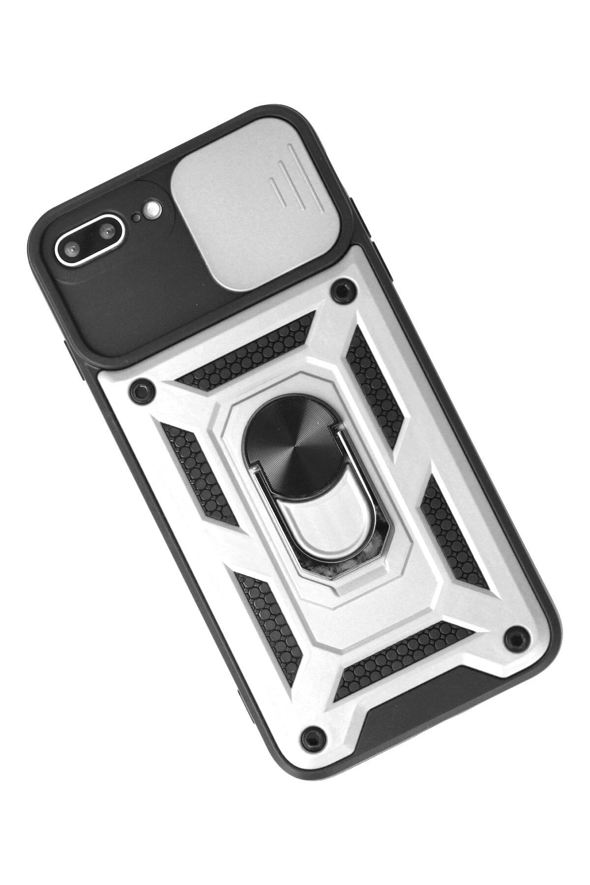 Mey İthalat® iPhone 7 Plus Kılıf Pars Lens Yüzüklü Silikon - Gümüş