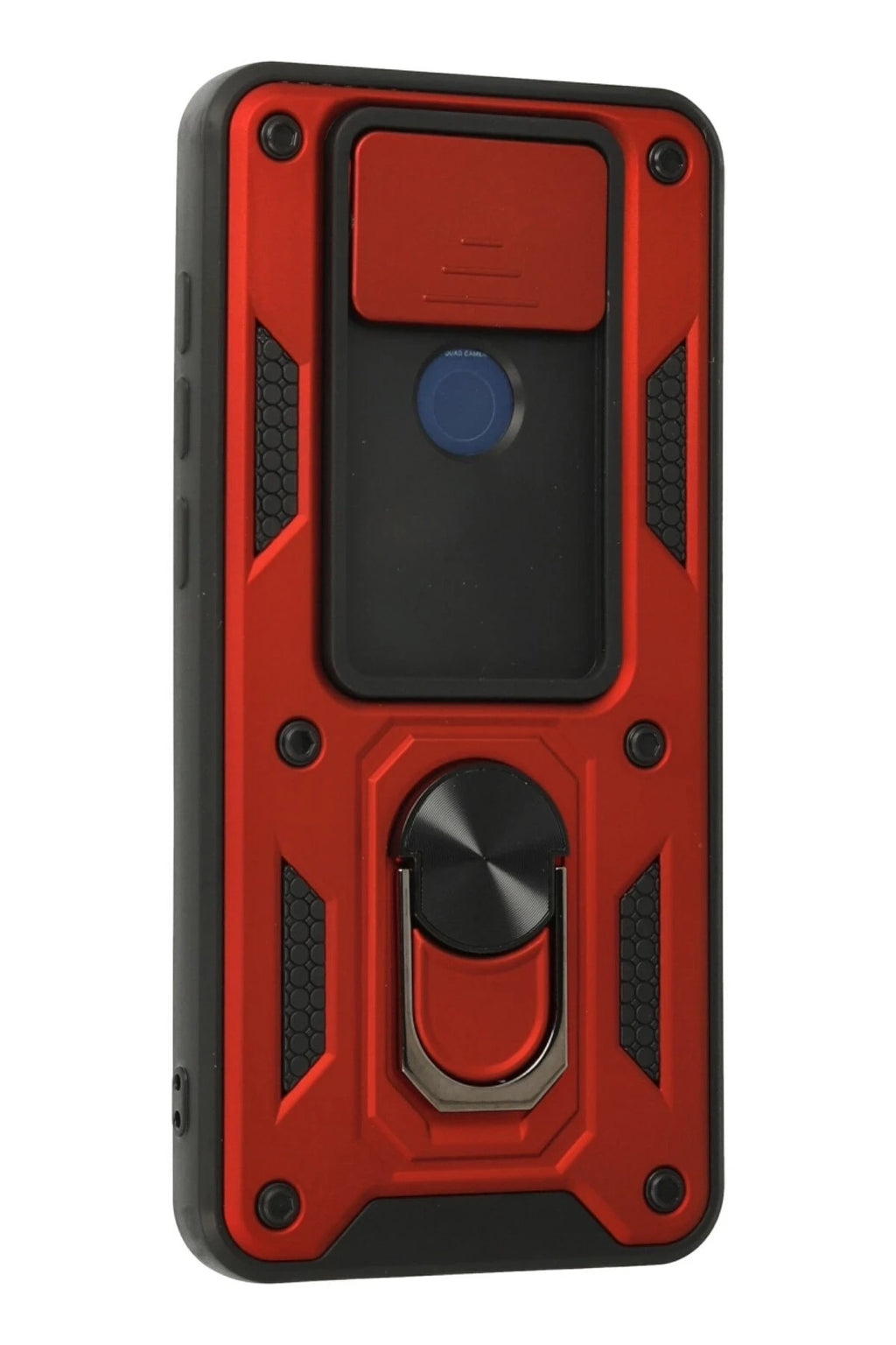 Mey İthalat® Redmi Note 9 Kılıf Pars Lens Yüzüklü Silikon - Kırmızı