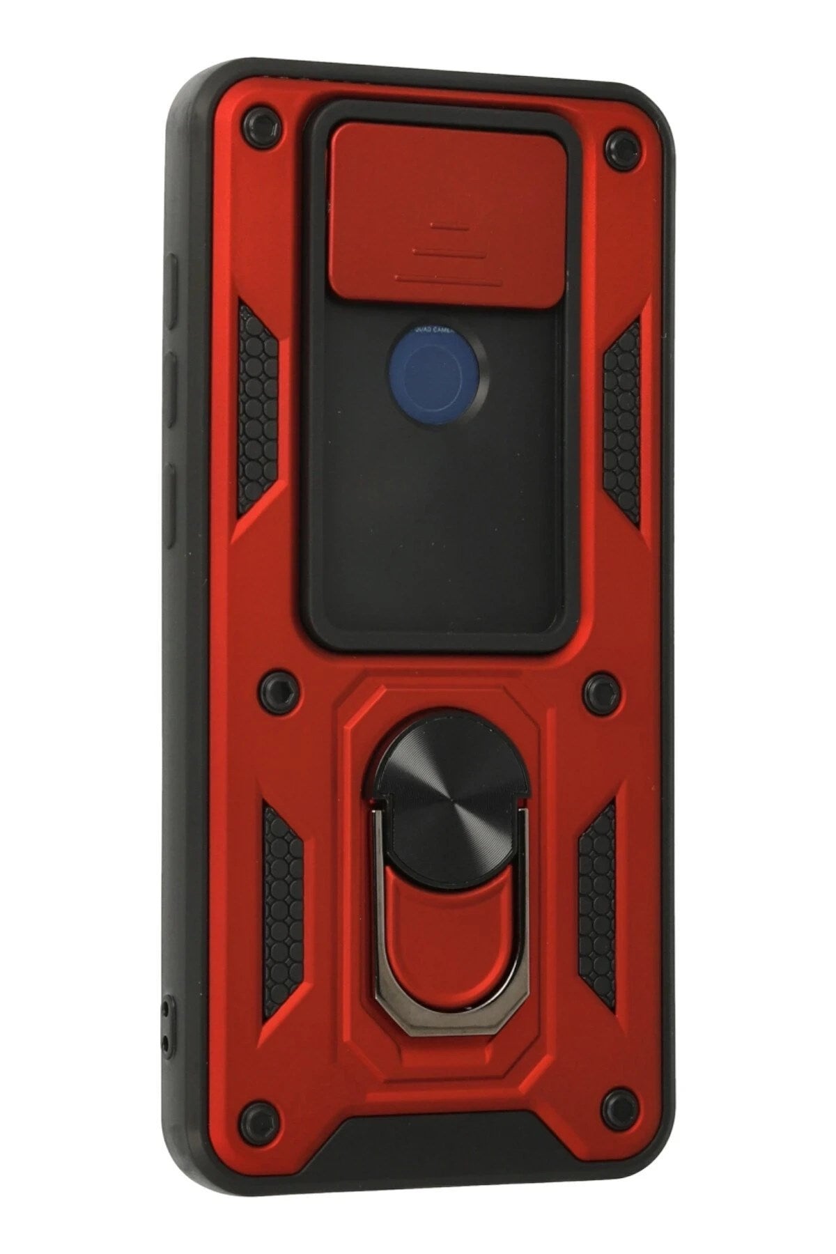Mey İthalat® Redmi Note 9 Kılıf Pars Lens Yüzüklü Silikon - Kırmızı