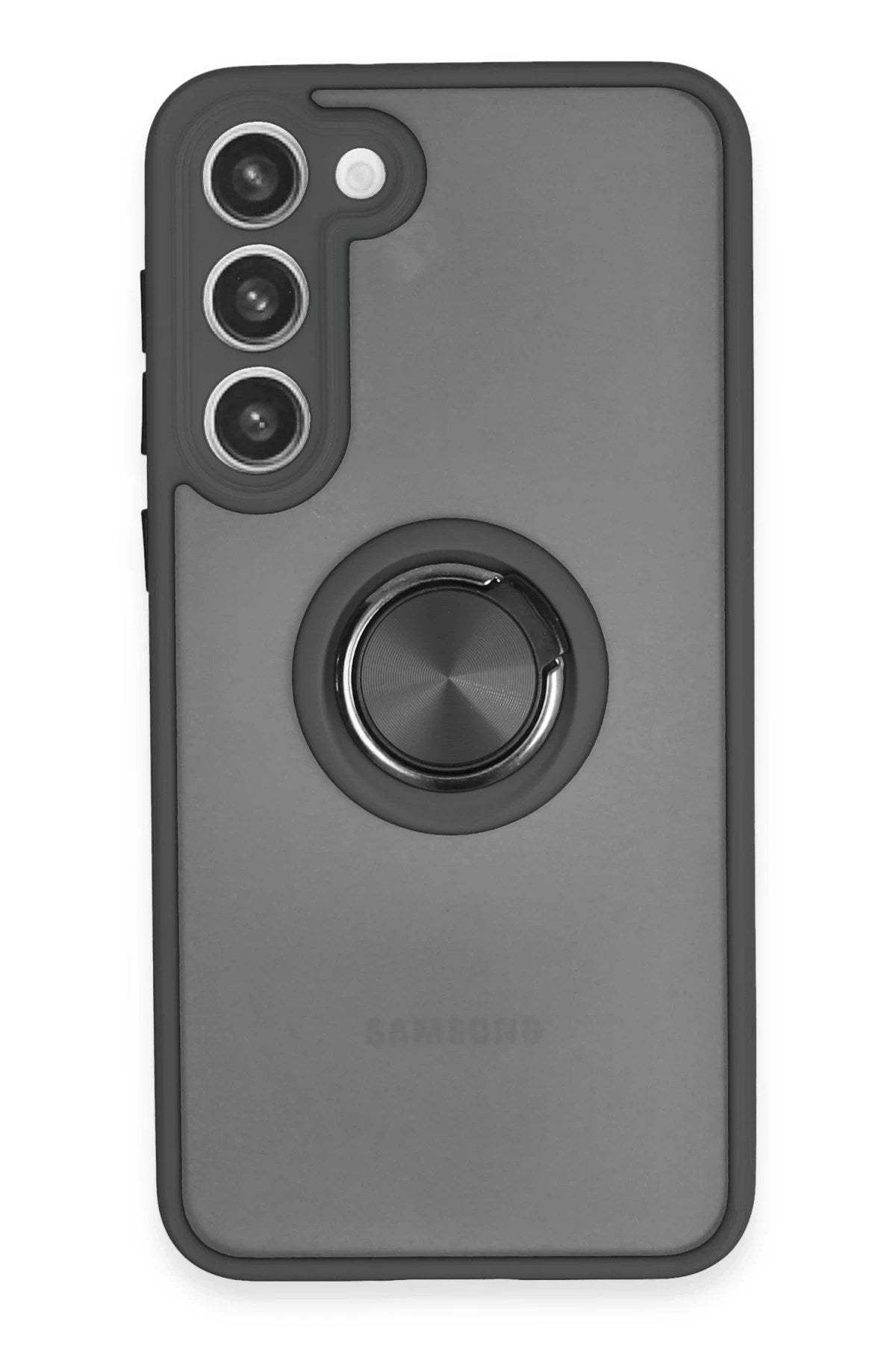Mey İthalat® Samsung Galaxy S23 Plus Kılıf Montreal Yüzüklü Silikon Kapak - Siyah