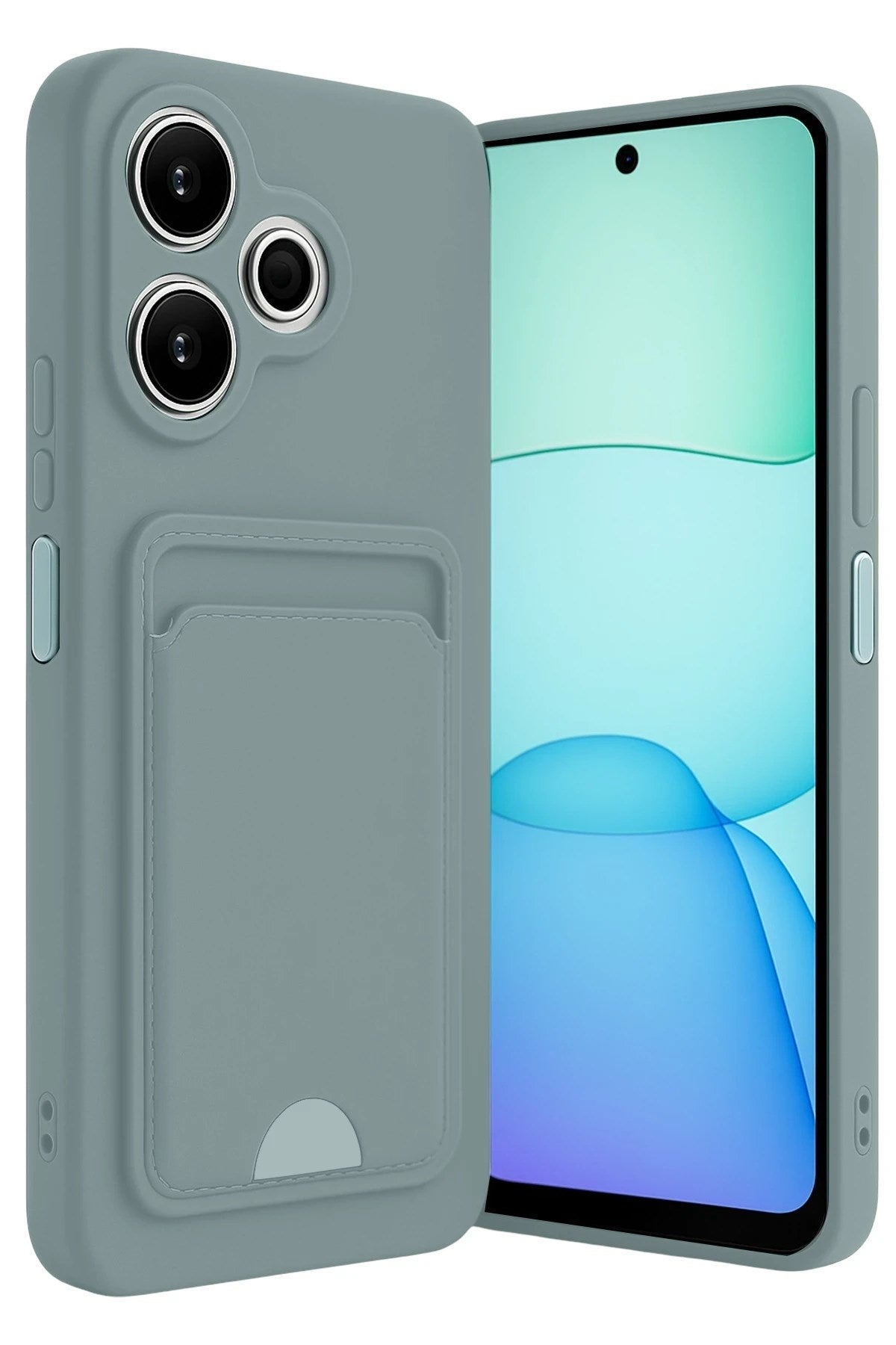 Mey İthalat® Redmi 13 4G Kılıf Kelvin Kartvizitli Silikon - Açık Yeşil