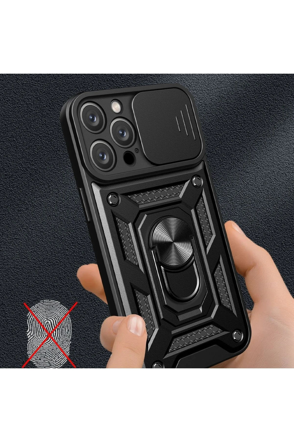Mey İthalat® iPhone 16 Pro Kılıf Pars Lens Yüzüklü Silikon - Siyah