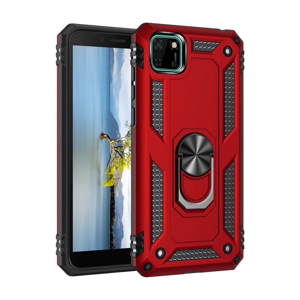Mey İthalat® Huawei Y5P Kılıf Sofya Yüzüklü Silikon Kapak - Kırmızı