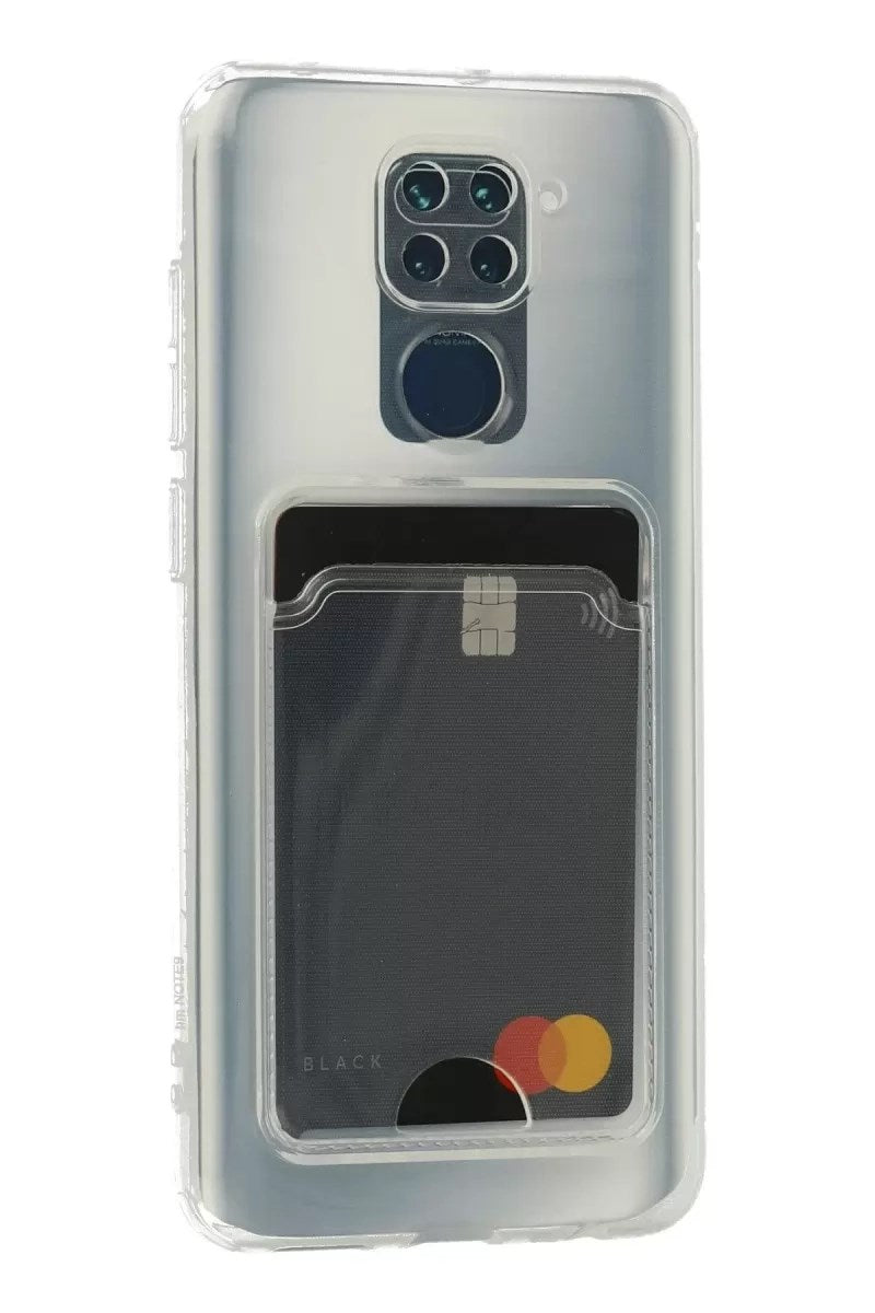 Mey İthalat® Redmi Note 9 Kılıf Kart Şeffaf Silikon - Şeffaf
