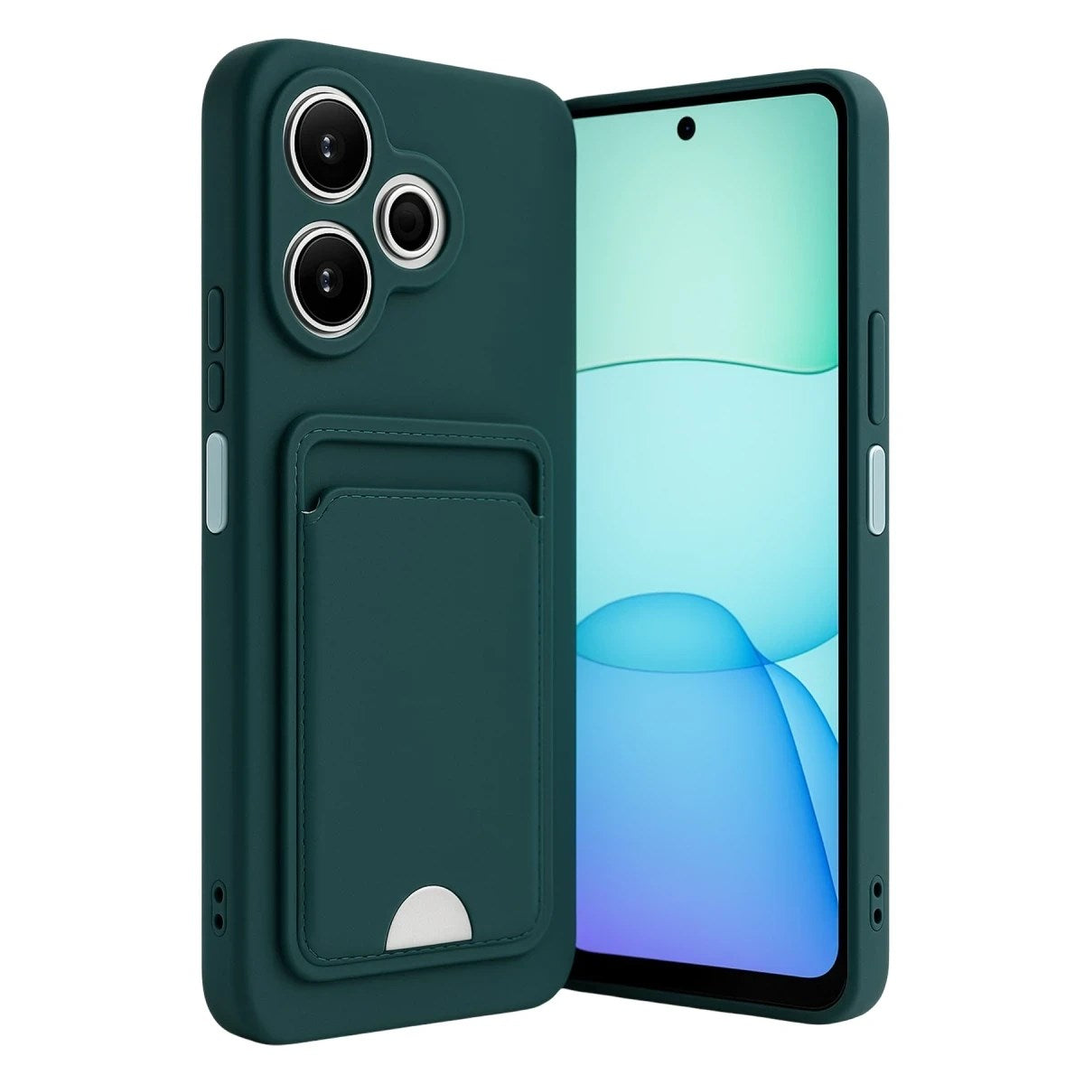 Mey İthalat® Redmi 13 4G Kılıf Kelvin Kartvizitli Silikon - Koyu Yeşil