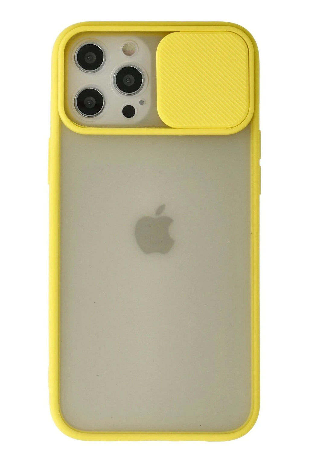 Mey İthalat® iPhone 12 Pro Max Kılıf Palm Buzlu Kamera Sürgülü Silikon - Sarı