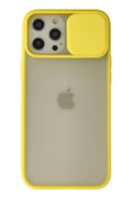 Mey İthalat® iPhone 12 Pro Max Kılıf Palm Buzlu Kamera Sürgülü Silikon - Sarı