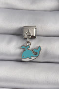 Mey İthalat® 316L Çelik Gümüş Renk Sallantı Mavi Balina Model Nomination Charm