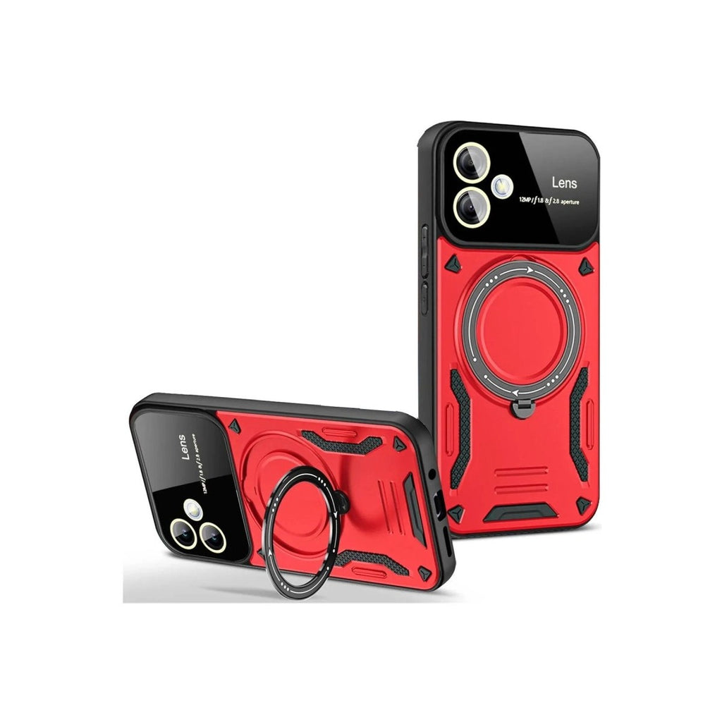 Mey İthalat® Samsung Galaxy A06 Kılıf Joy Lens Standlı Kapak - Kırmızı