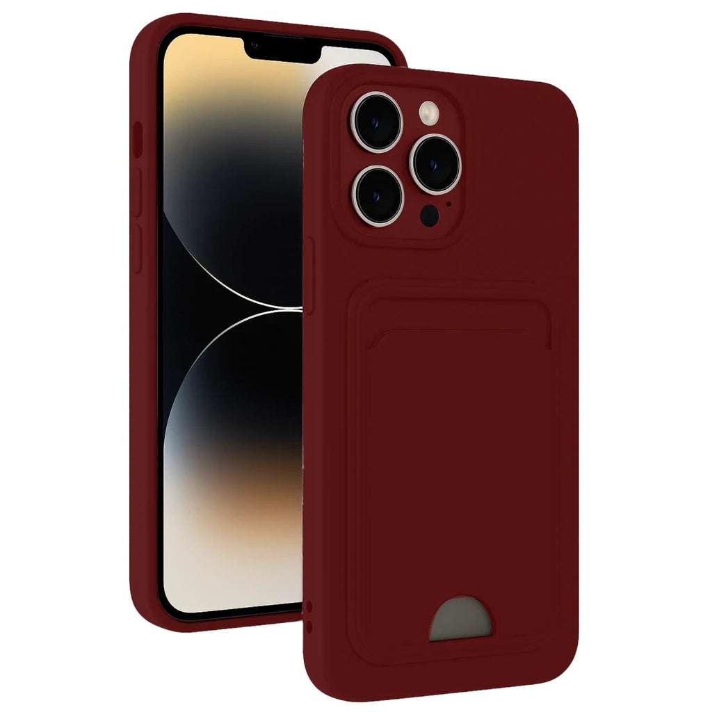 Mey İthalat® iPhone 15 Pro Kılıf Kelvin Kartvizitli Silikon - Bordo