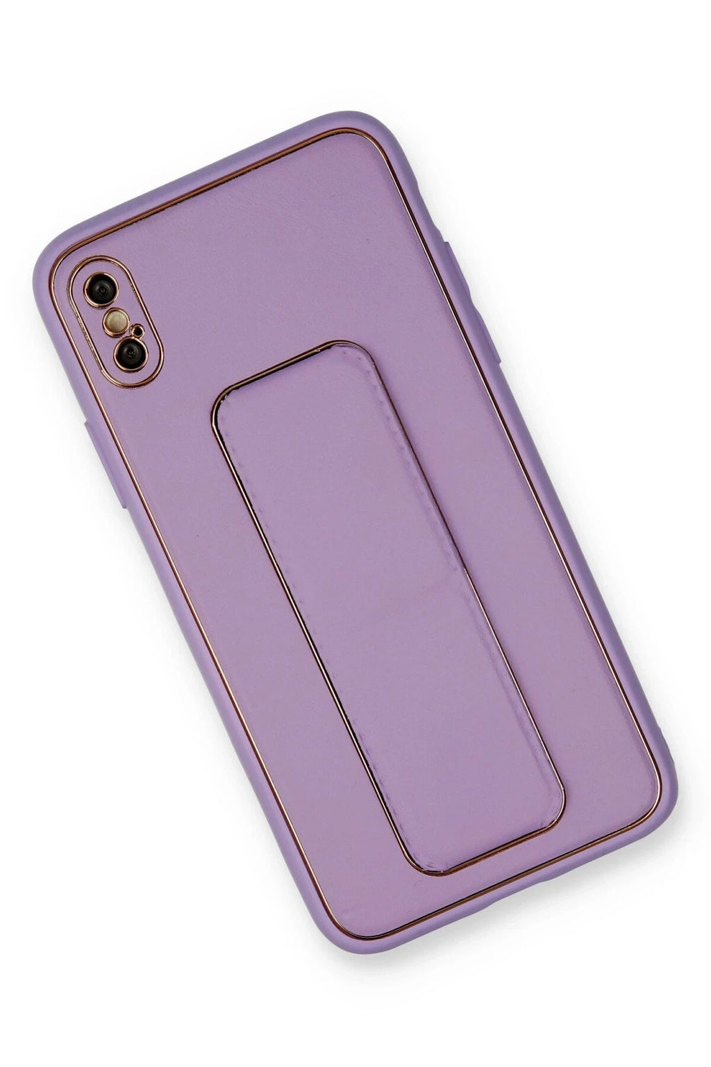Mey İthalat® iPhone XS Max Kılıf Coco Deri Standlı Kapak - Koyu Lila