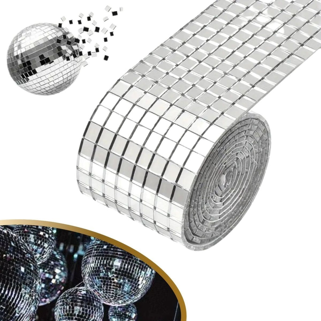 1 Metre Uzunluğunda Gümüş Renk Aynalı Mozaik Taşlı Dekor Bandı 4 cm x 1 mt