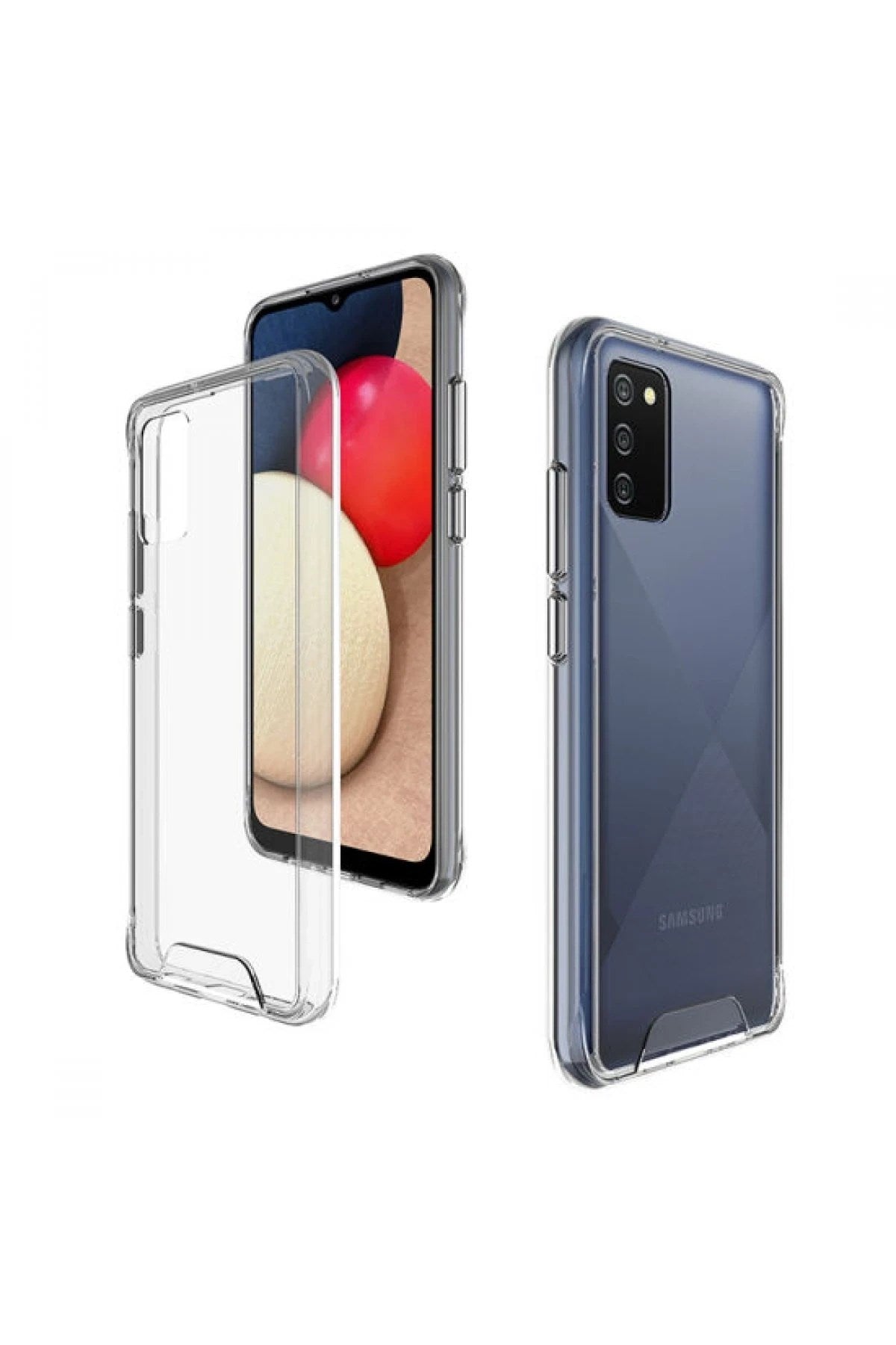 Mey İthalat® Samsung Galaxy A03S Kılıf Lüx Şeffaf Silikon
