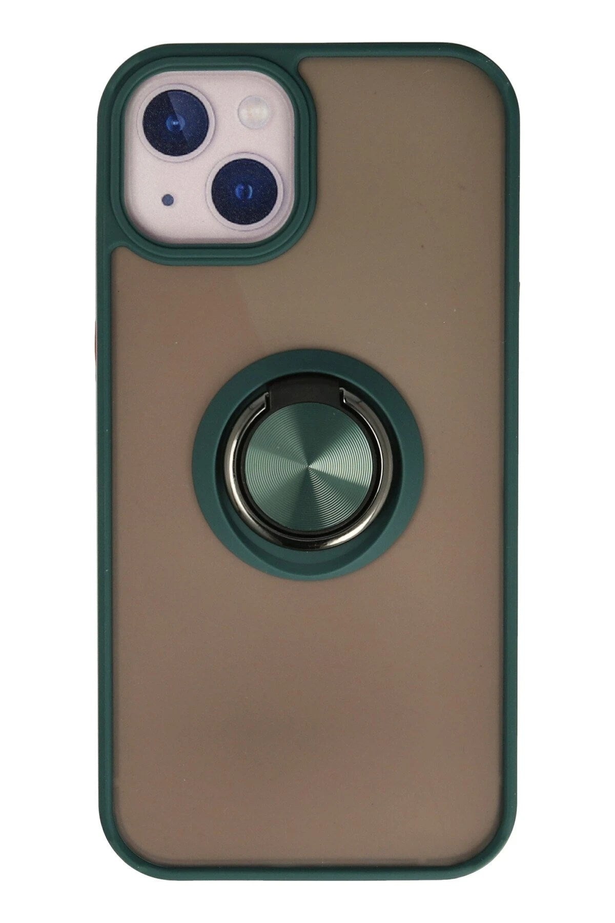Mey İthalat® iPhone 13 Kılıf Montreal Yüzüklü Silikon Kapak - Yeşil