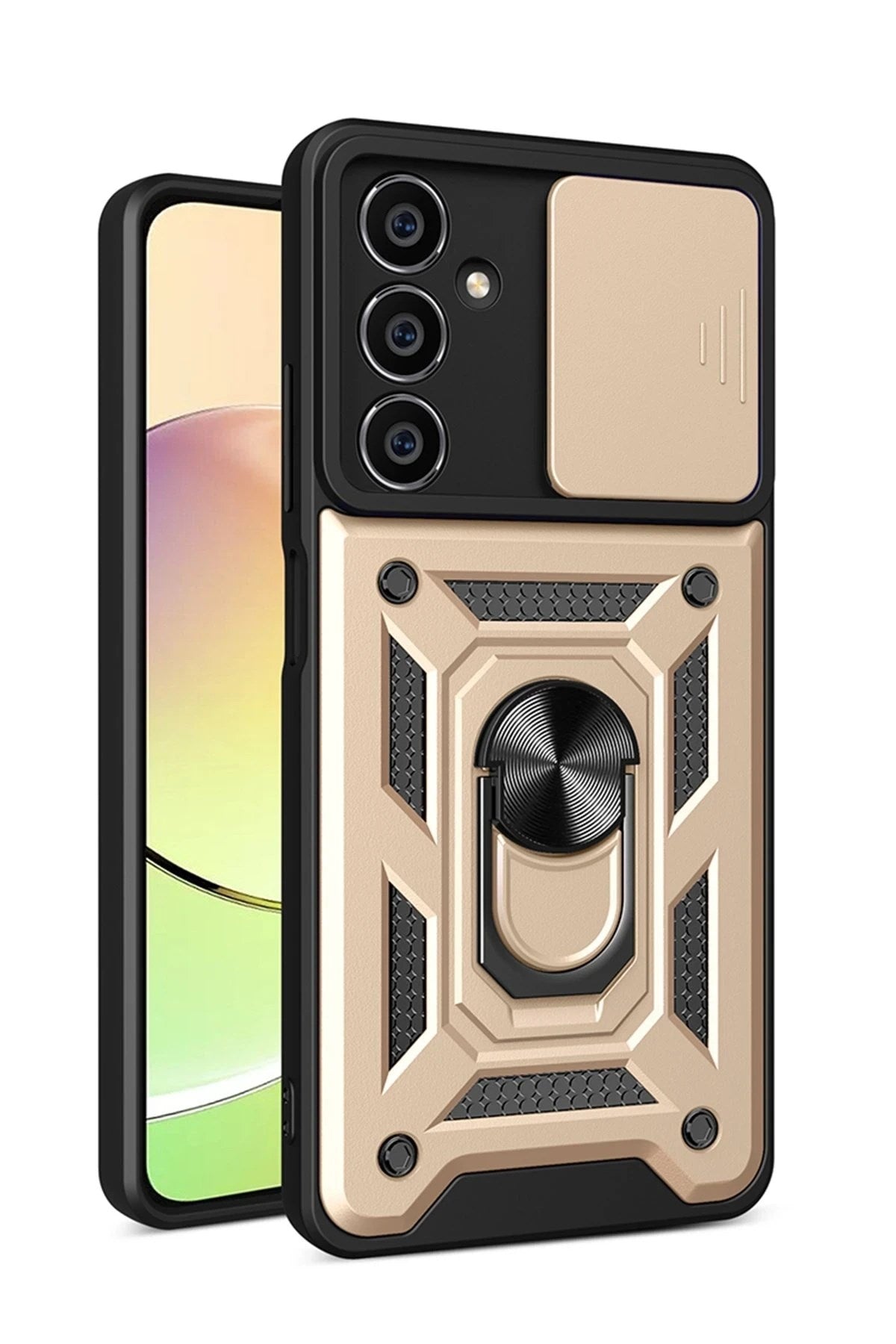 Mey İthalat® Samsung Galaxy A25 5G Kılıf Pars Lens Yüzüklü Silikon - Gold