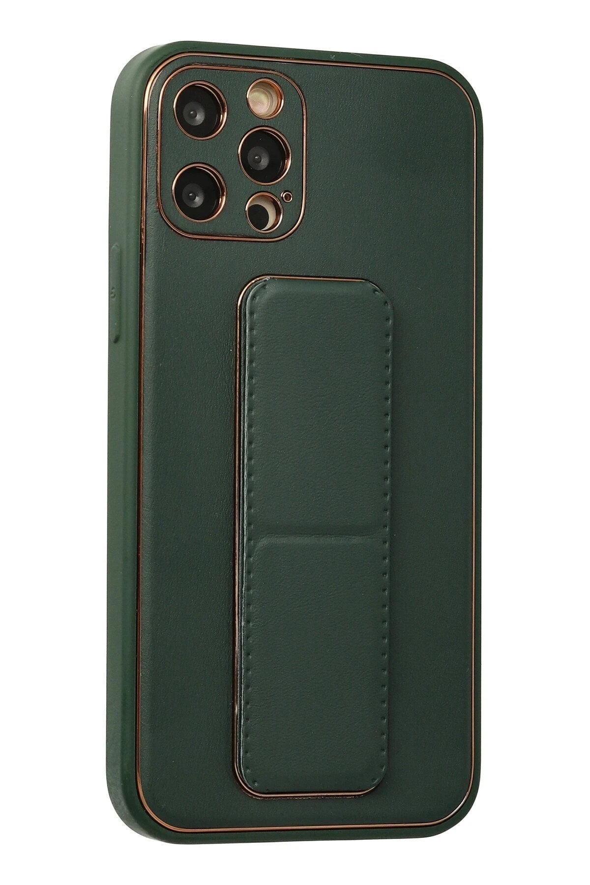 Mey İthalat® iPhone 12 Pro Kılıf Coco Deri Standlı Kapak - Yeşil