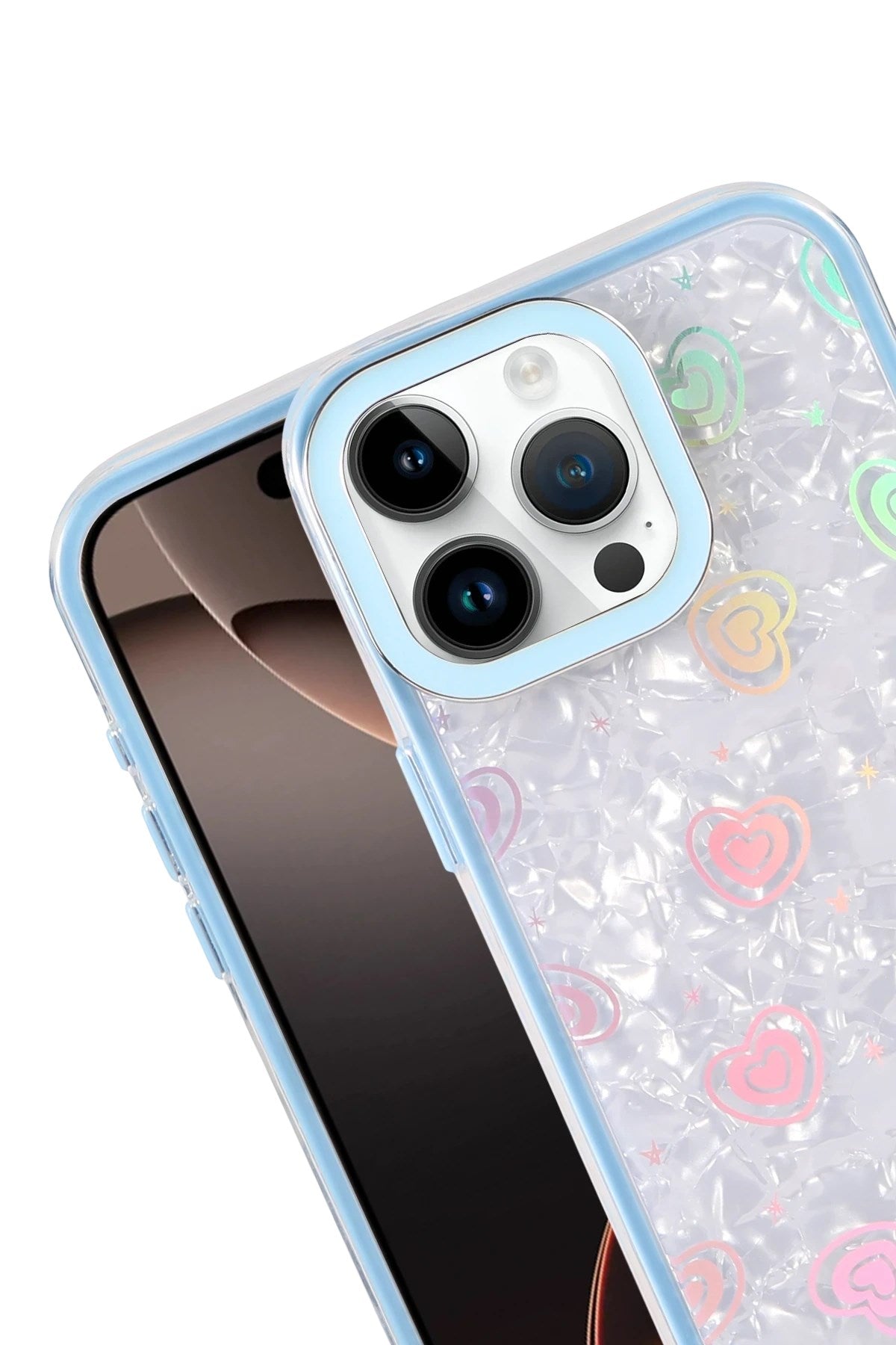 Mey İthalat® iPhone 16 Pro Lumi Desenli Kapak - Mavi