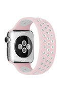 Mey İthalat® Watch 38mm Ayarlı Delikli Silikon Kordon - Pembe-Beyaz