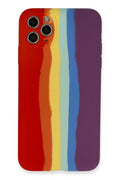 Mey İthalat® iPhone 11 Pro Kılıf Ebruli Lansman Silikon - Kırmızı-Mor
