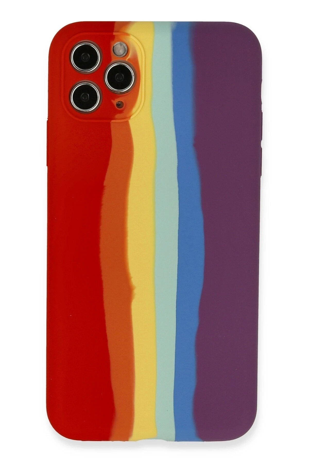 Mey İthalat® iPhone 11 Pro Kılıf Ebruli Lansman Silikon - Kırmızı-Mor
