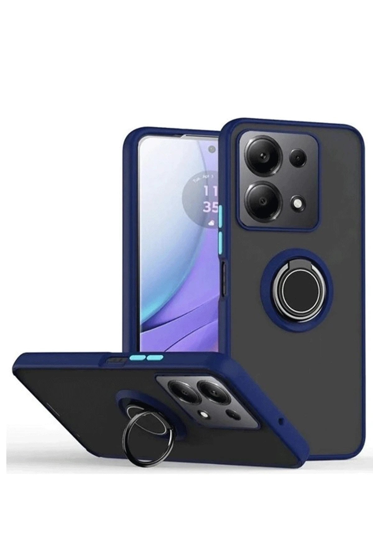 Mey İthalat® Redmi Note 13 Pro 4G Montreal Yüzüklü Silikon Kapak - Lacivert