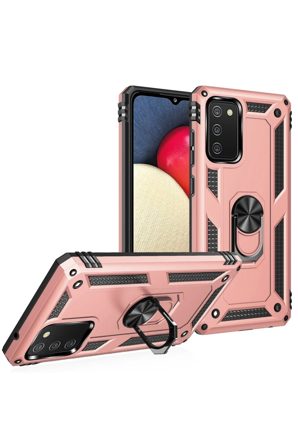 Mey İthalat® Samsung Galaxy A03S Kılıf Sofya Yüzüklü Silikon Kapak - Rose