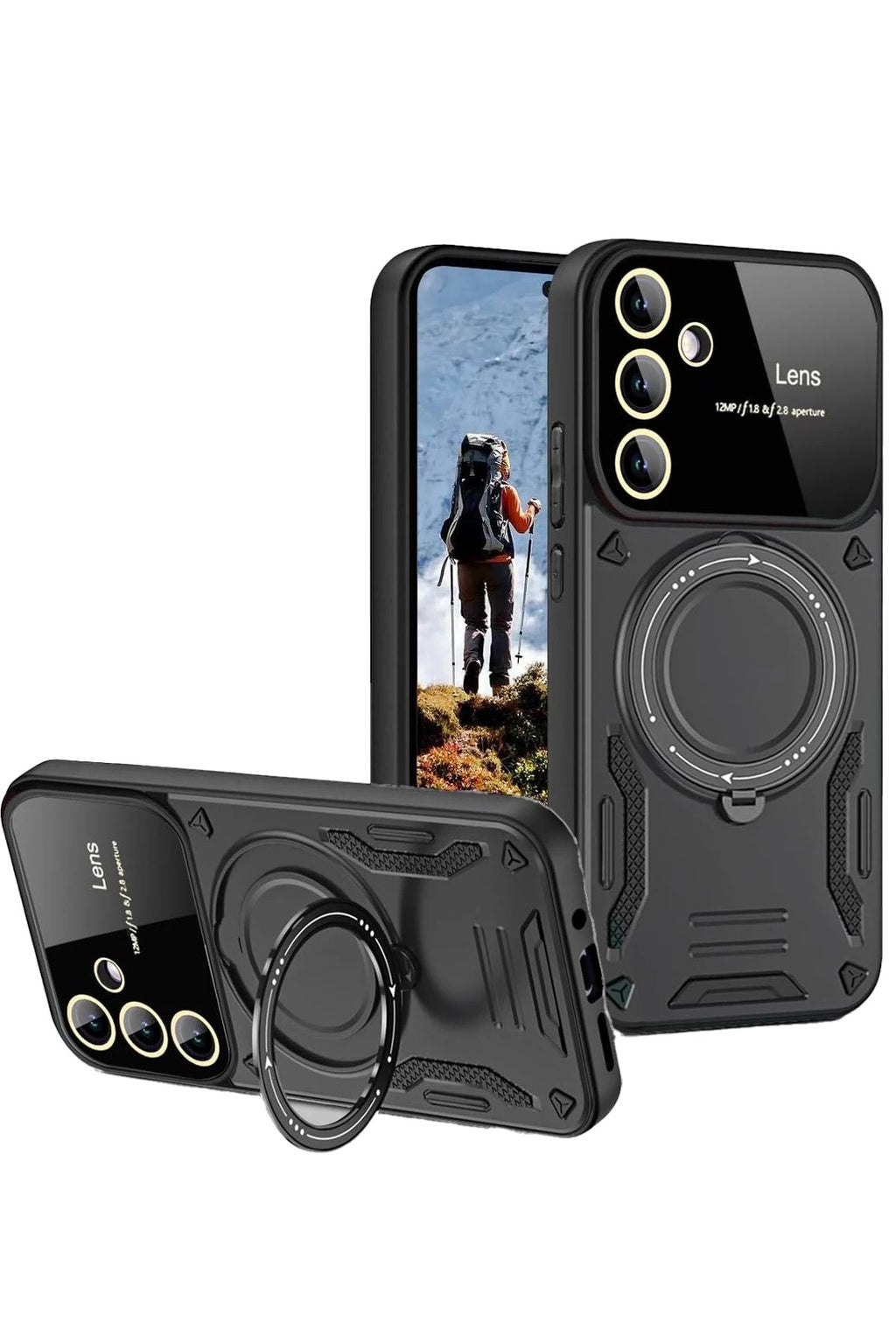 Mey İthalat® Samsung Galaxy S24 FE Kılıf Joy Lens Standlı Kapak - Siyah