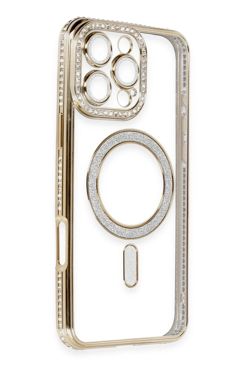 Mey İthalat® iPhone 16 Pro Kılıf Joke Simli Magneticsafe Kılıf - Gold