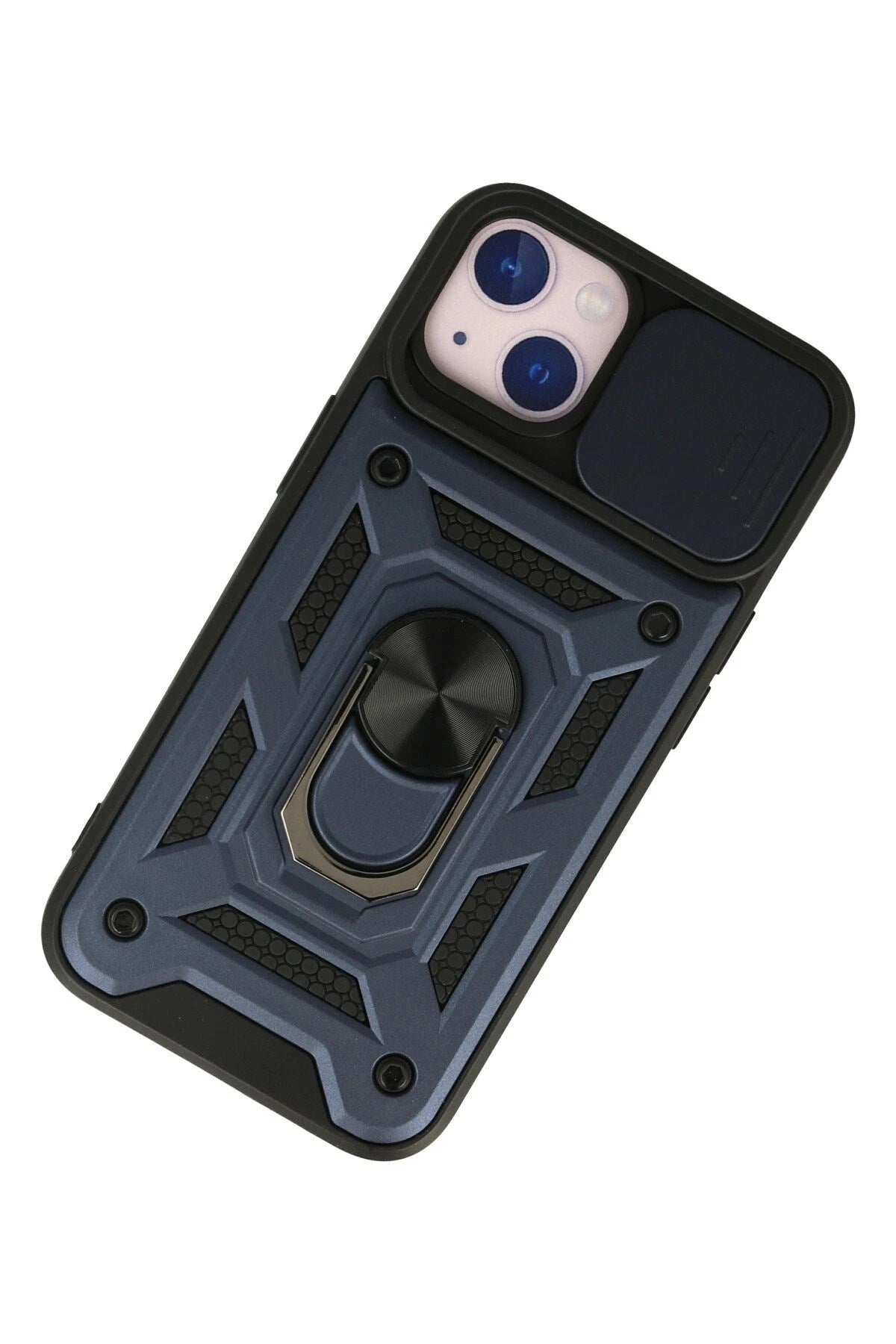 Mey İthalat® iPhone 13 Kılıf Pars Lens Yüzüklü Silikon - Lacivert
