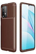 Mey İthalat® Redmi 9T Kılıf Auto Focus Karbon Kapak - Kahverengi