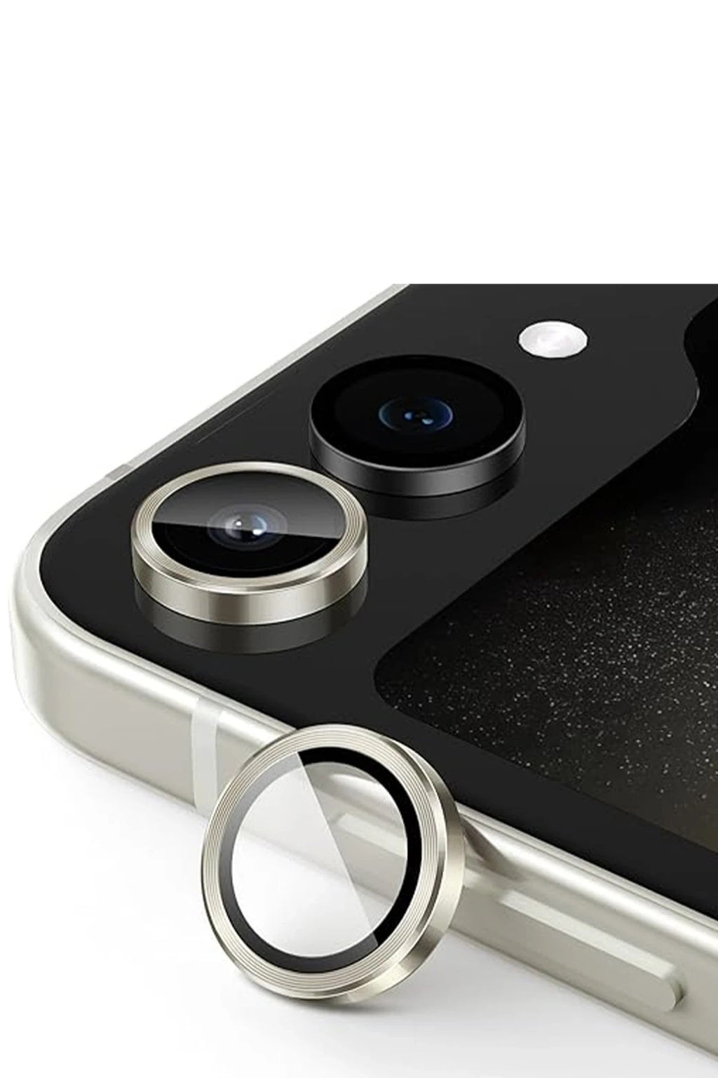 Mey İthalat® Samsung Galaxy Z Flip 5 Valdez Metal Kamera Lens - Krem