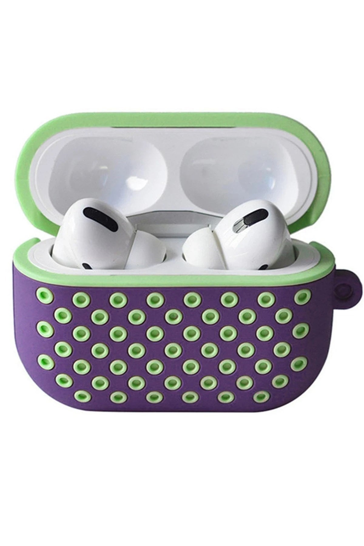 Mey İthalat® Airpods Pro 2 (2.nesil) Spor Delikli Kılıf - Lila-Yeşil