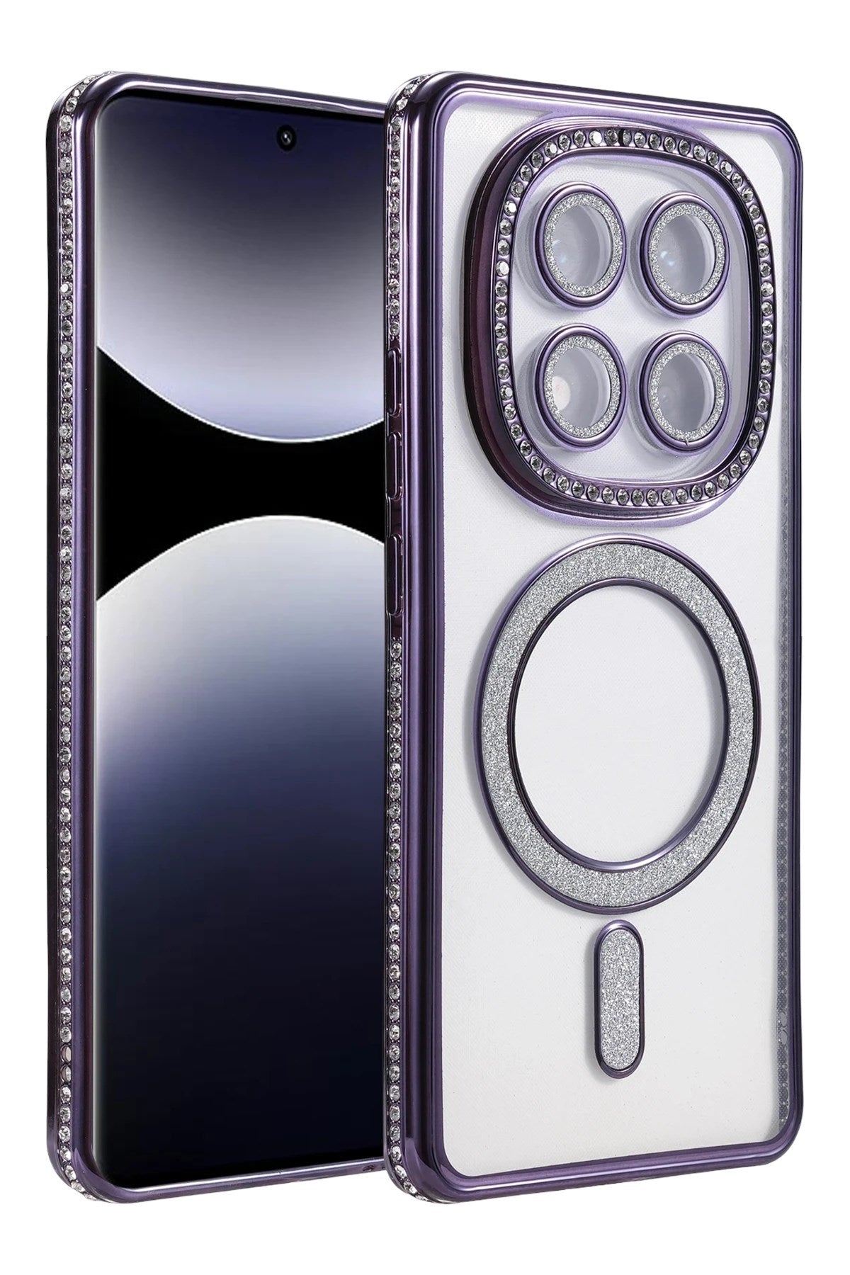 Mey İthalat® Redmi Note 14 Pro 5G Joke Simli Magneticsafe Kılıf - Derin Mor